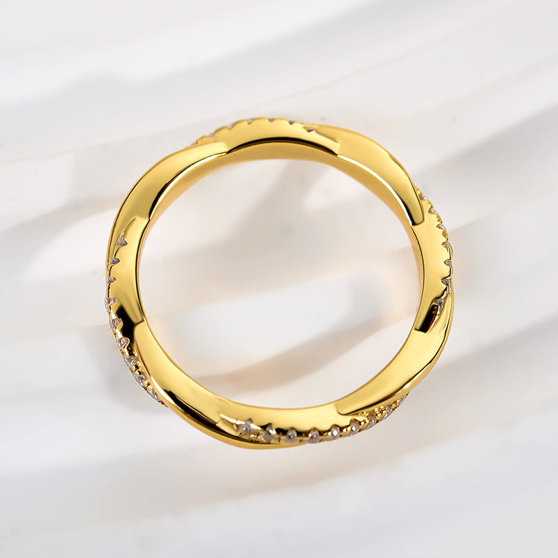 Ahabobo Moissanite Twist Eternity Wedding Band In Sterling Silver