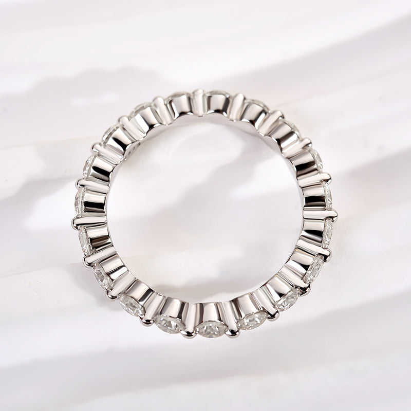 Ahabobo Moissanite Eternity Round Cut Wedding Band In Sterling Silver