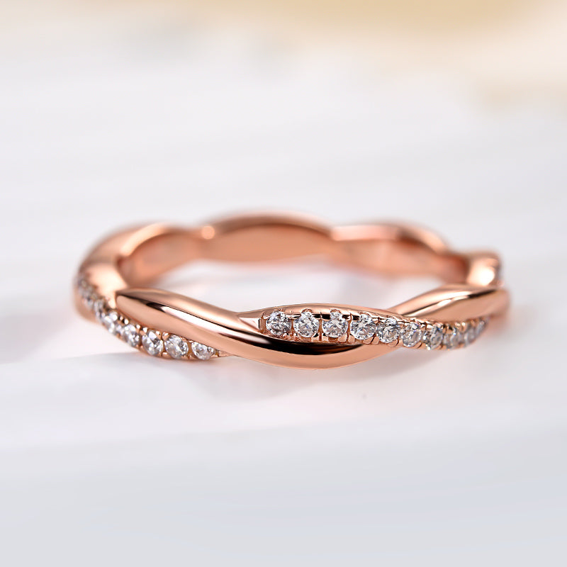Ahabobo Moissanite Twist Eternity Wedding Band In Sterling Silver