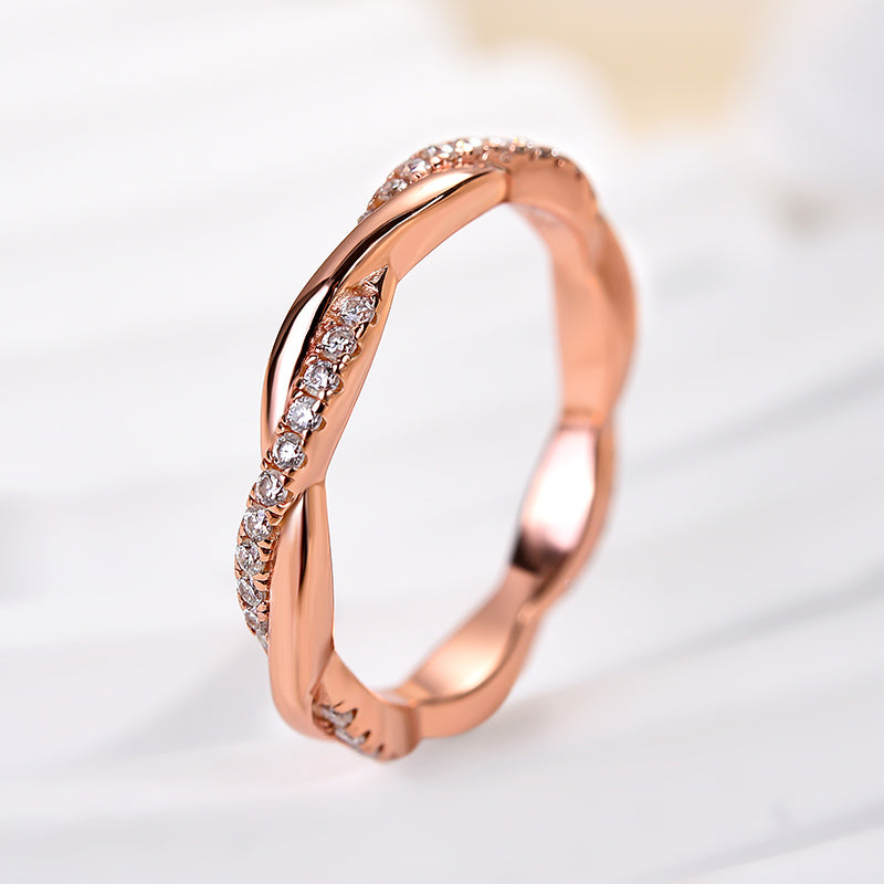 Ahabobo Moissanite Twist Eternity Wedding Band In Sterling Silver