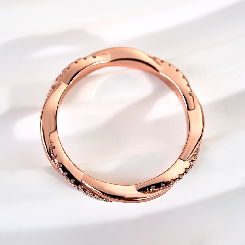 Ahabobo Moissanite Twist Eternity Wedding Band In Sterling Silver