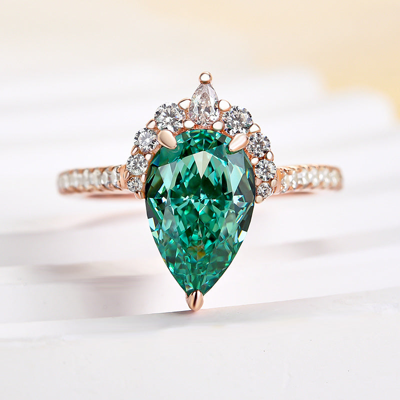 Lovely Rose Gold Pear Cut Paraiba Tourmaline Engagement Ring