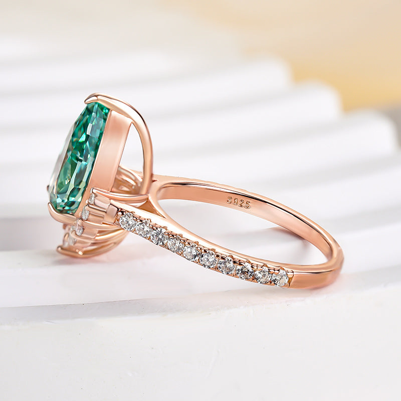 Lovely Rose Gold Pear Cut Paraiba Tourmaline Engagement Ring