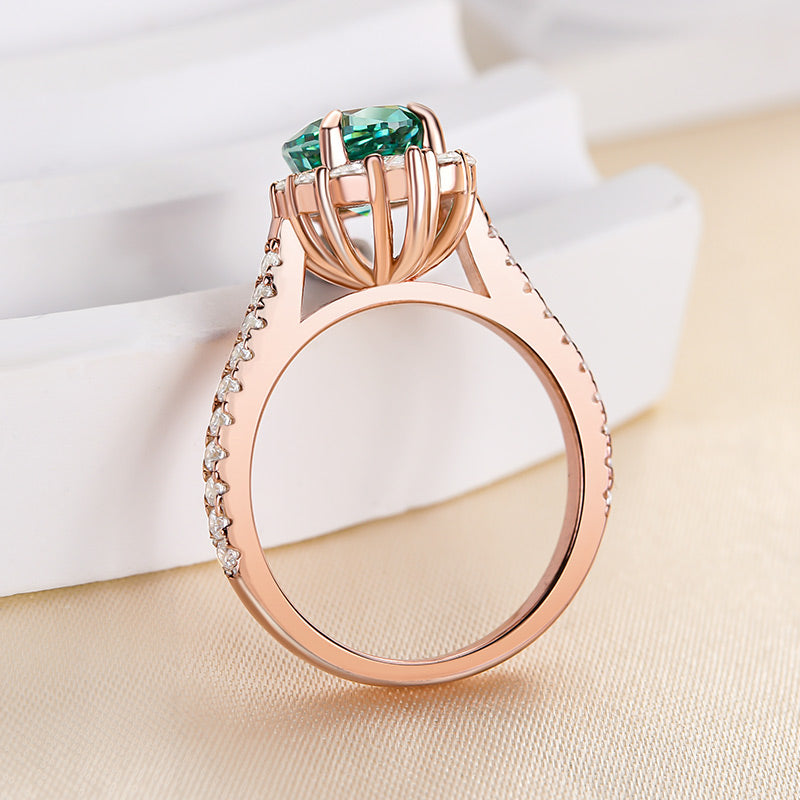 Lovely Rose Gold Pear Cut Paraiba Tourmaline Engagement Ring