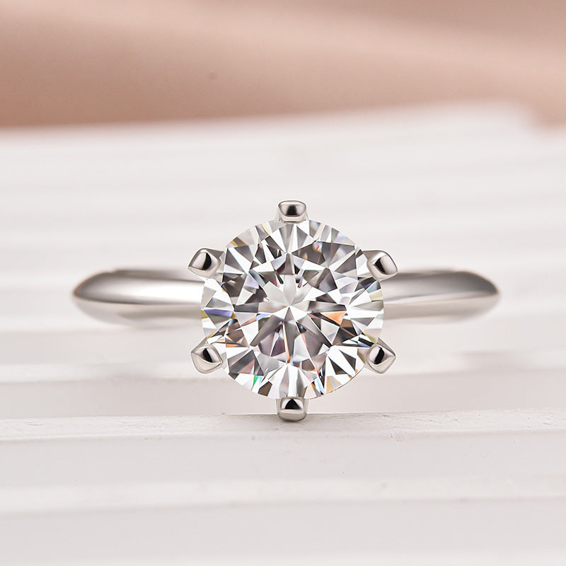 Moissanite Classic 2.0 Carat Round Cut Engagement Ring