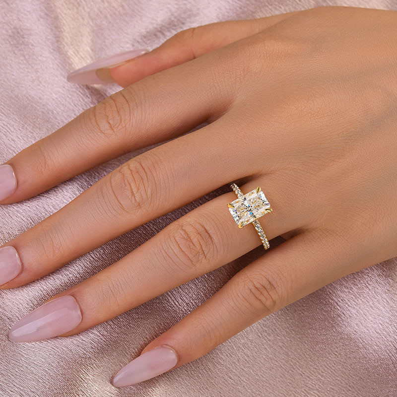 Ahabobo Moissanite 3.5 Carat Radiant Cut Engagement Ring In Sterling Silver