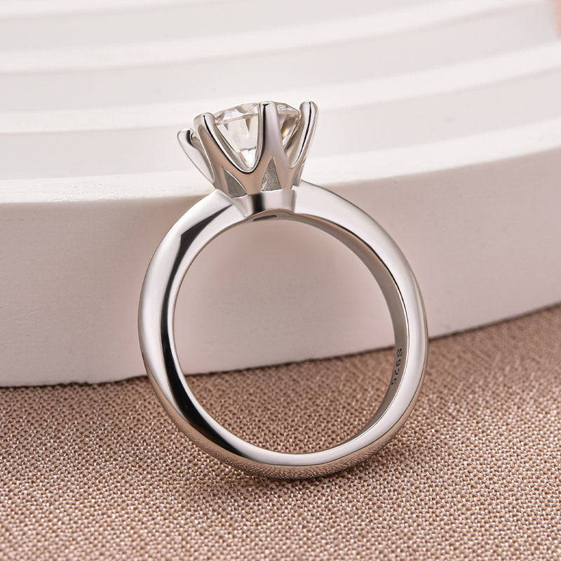 Moissanite Classic 2.0 Carat Round Cut Engagement Ring