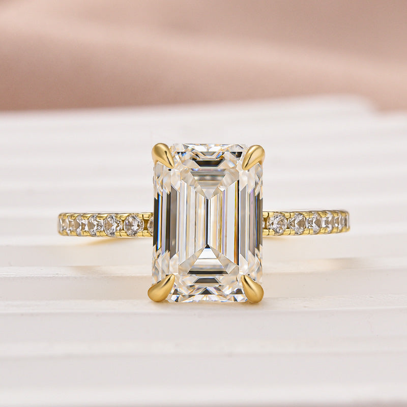 Ahabobo Moissanite 3.5 Carat Emerald Cut Engagement Ring