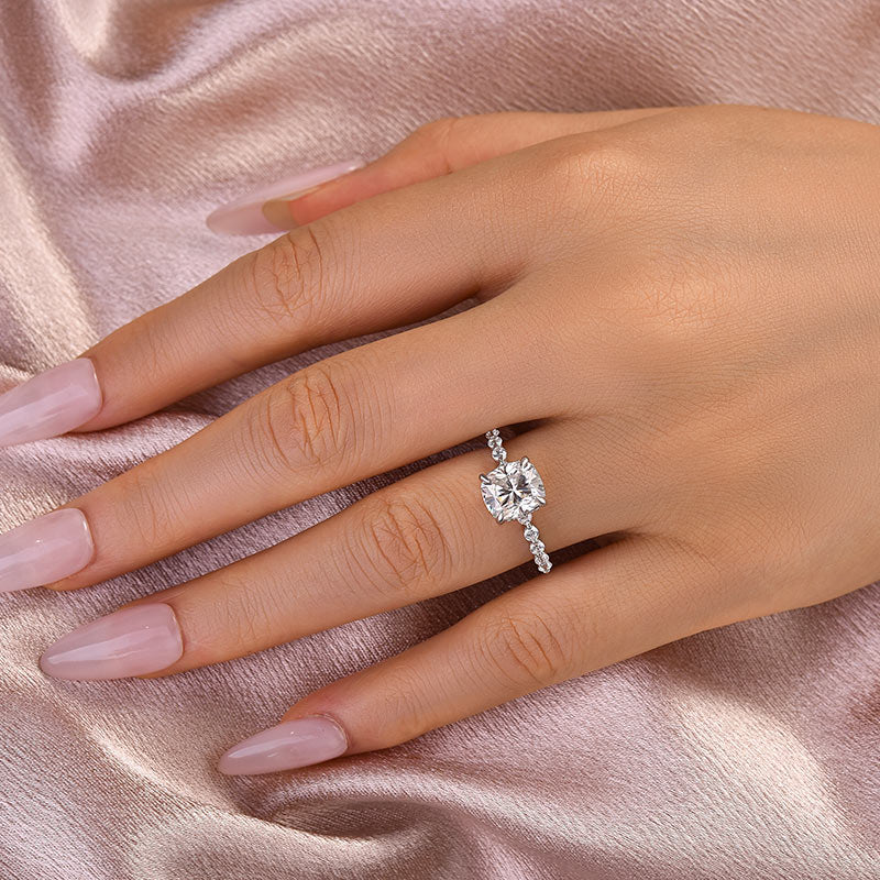 Ahabobo Moissanite 2.0 Carat Cushion Cut Engagement Ring
