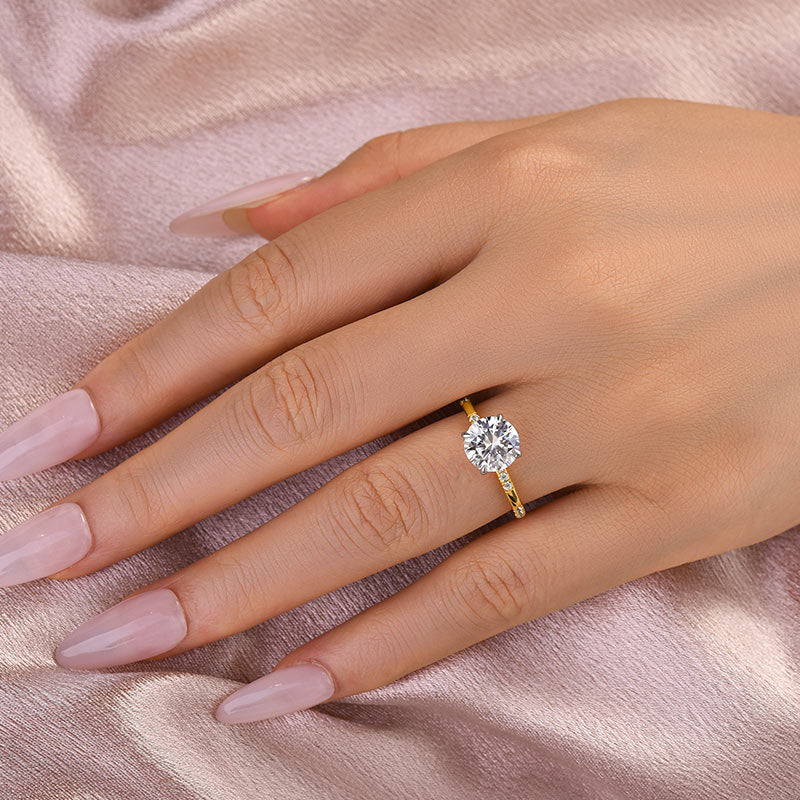 Ahabobo Elegant Moissanite Two-Tone 2.0 Carat Round Cut Engagement Ring