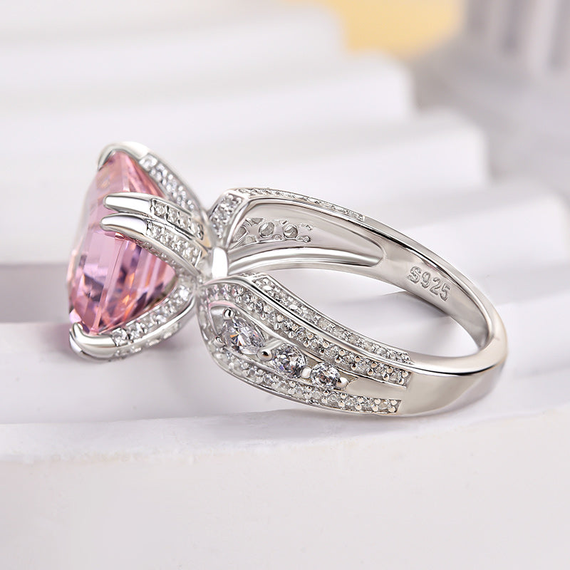 Gorgeous 6.0Ct Asscher Cut Morganite Pink Engagement Ring