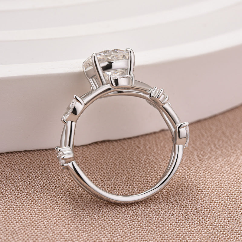 Ahabobo Vintage Moissanite 2.0 Carat Vine Design Round Cut Engagement Ring