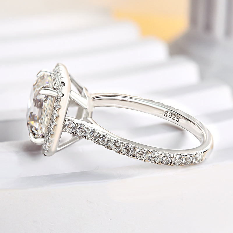 Unique Halo Asscher Cut Travel Wedding Ring