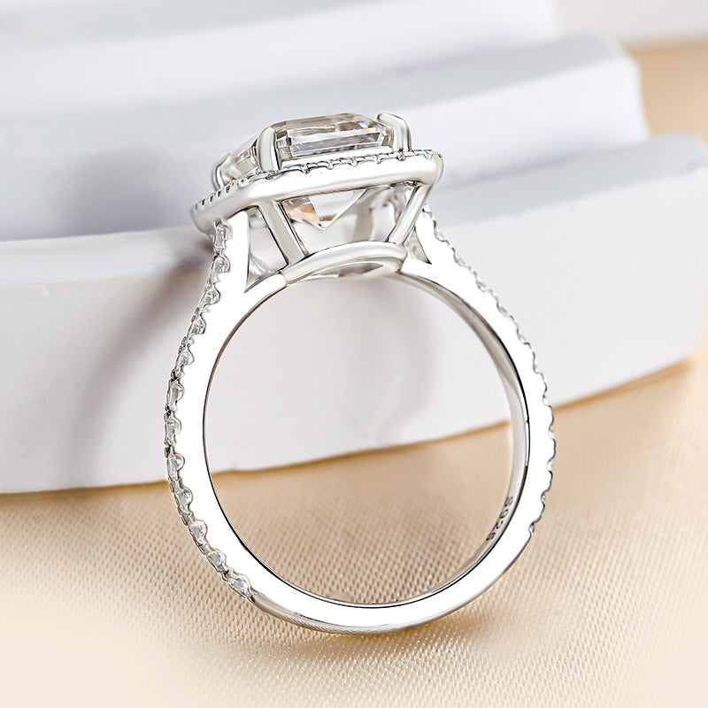 Unique Halo Asscher Cut Travel Wedding Ring