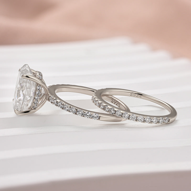 Ahabobo Moissanite 4.0 Ct Oval Cut Wedding Ring Set For Women