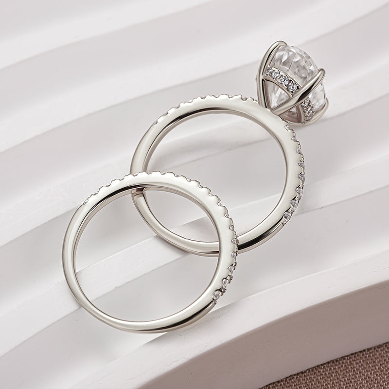 Ahabobo Moissanite 4.0 Ct Oval Cut Wedding Ring Set For Women