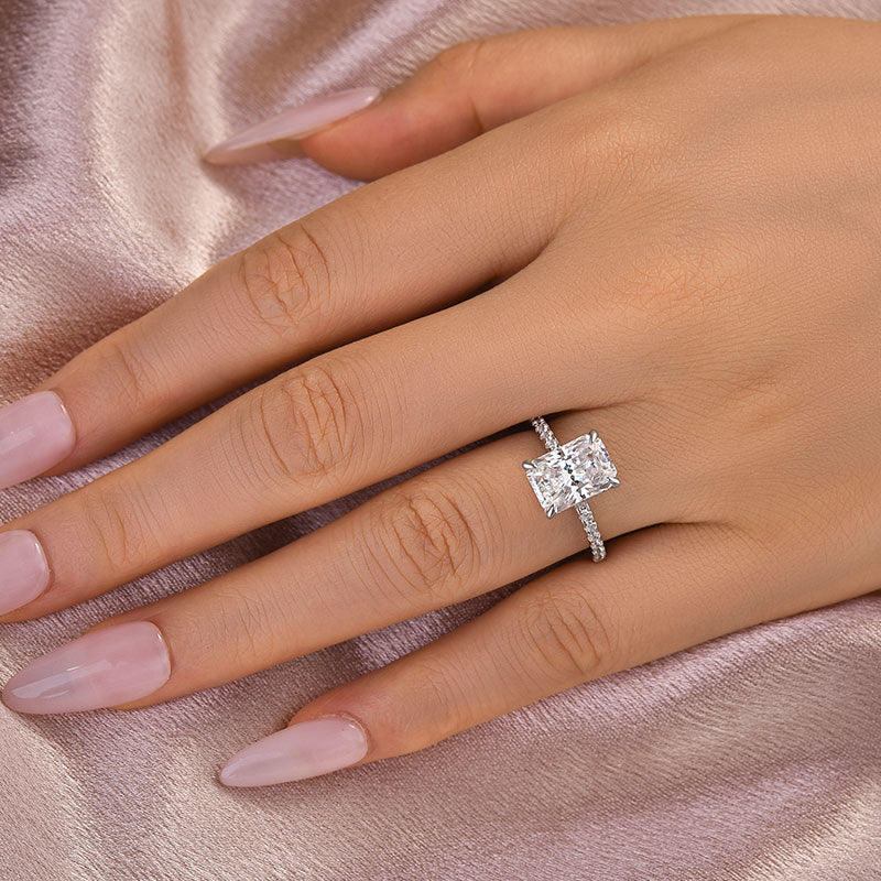 Ahabobo Moissanite 3.5 Carat Radiant Cut Engagement Ring In Sterling Silver