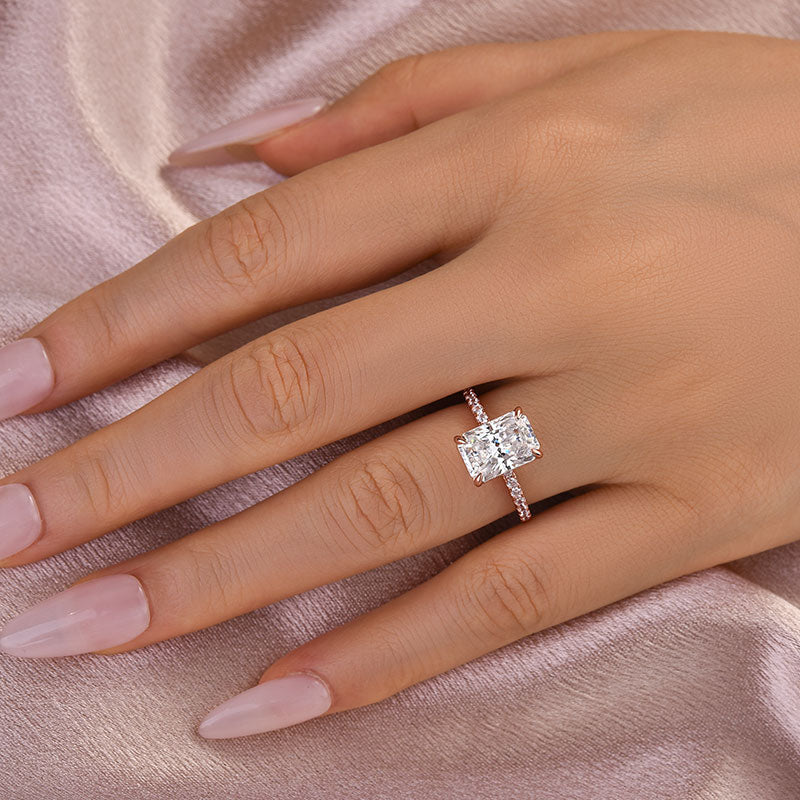 Ahabobo Moissanite 3.5 Carat Radiant Cut Engagement Ring In Sterling Silver