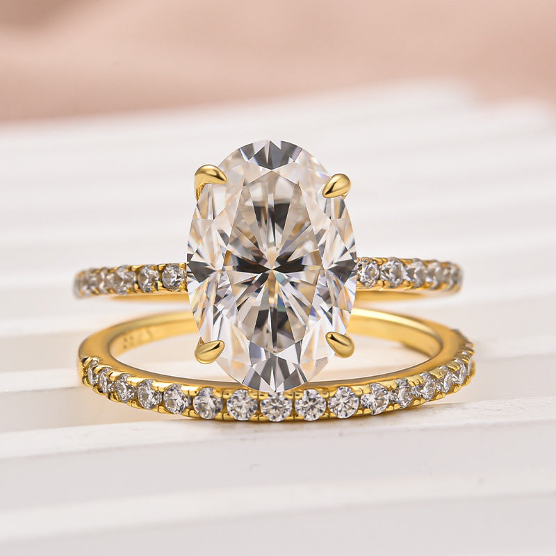 Ahabobo Moissanite 4.0 Ct Oval Cut Wedding Ring Set For Women