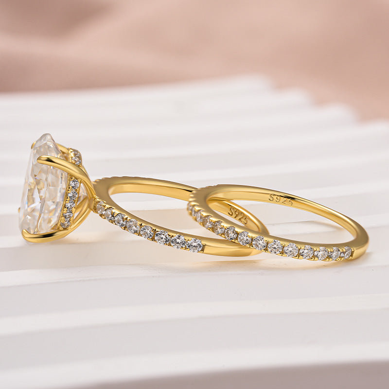 Ahabobo Moissanite 4.0 Ct Oval Cut Wedding Ring Set For Women