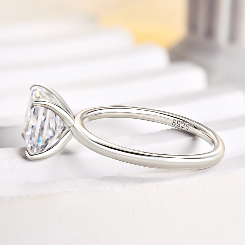 Classic Square Princess Cut Engagement Ring for Women In Sterling Silver