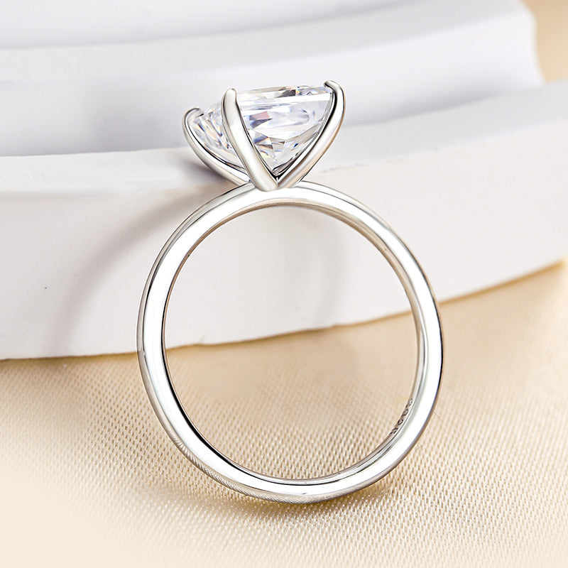 Classic Square Princess Cut Engagement Ring for Women In Sterling Silver