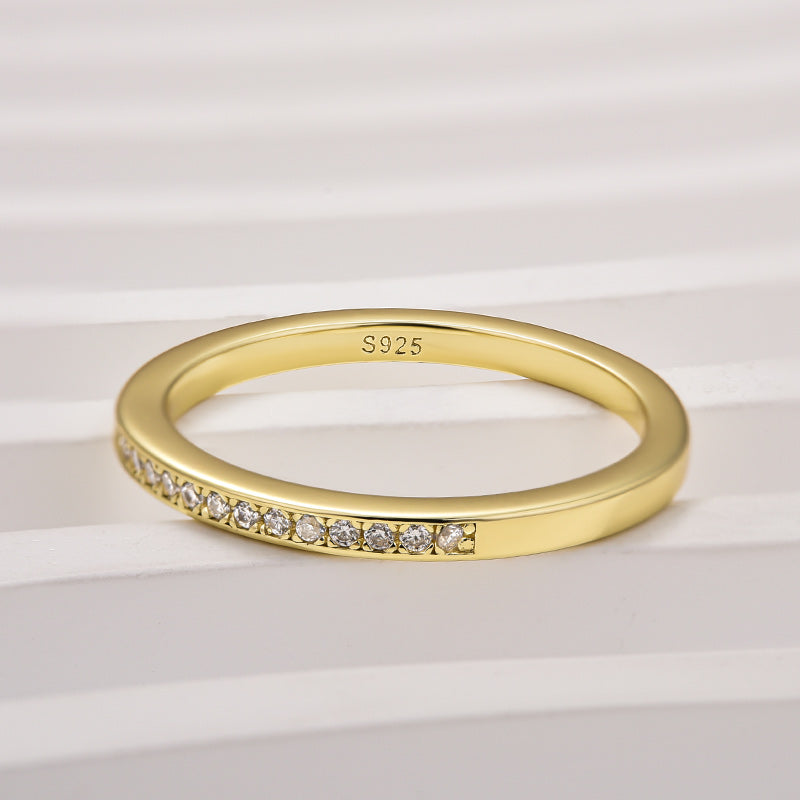 Ahabobo Moissanite Yellow Gold Channel Set Half Wedding Band