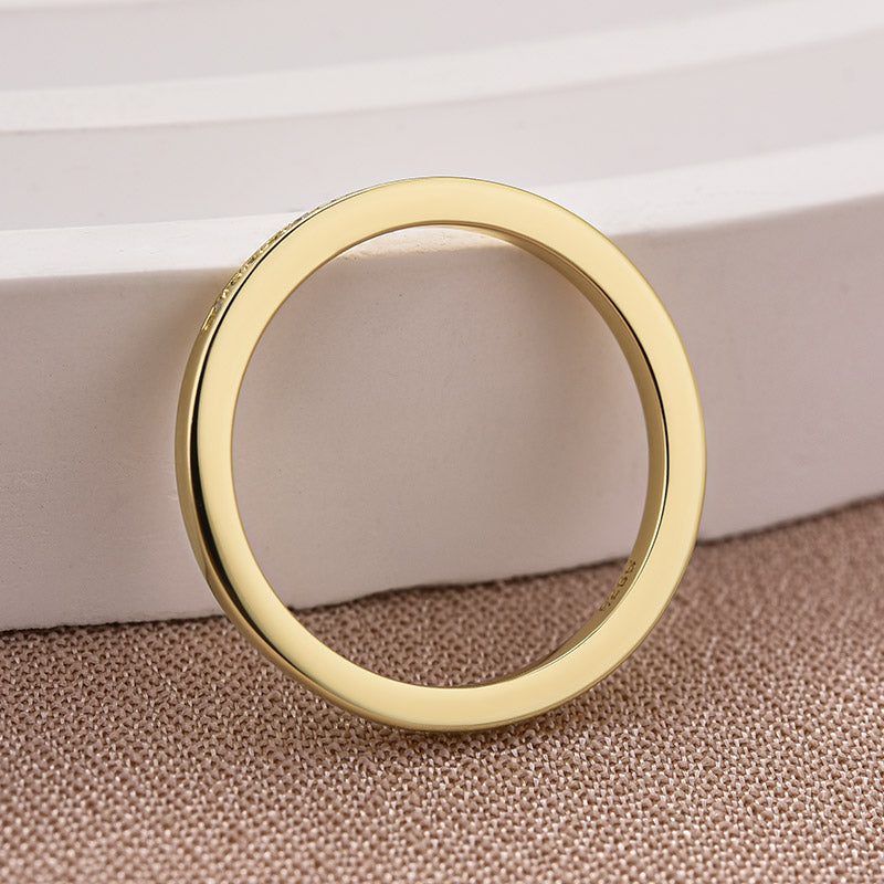 Ahabobo Moissanite Yellow Gold Channel Set Half Wedding Band