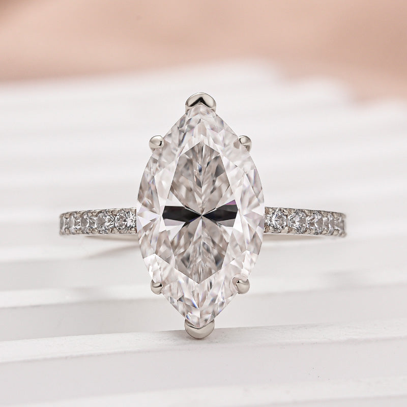 Ahabobo Moissanite 4.0 Ct Marquise Cut Engagement Ring For Women