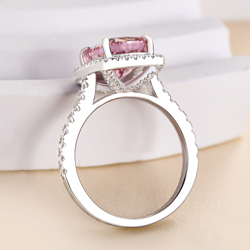 Noble 4.0Ct Elongated Cushion Cut Pink Stone Engagement Ring