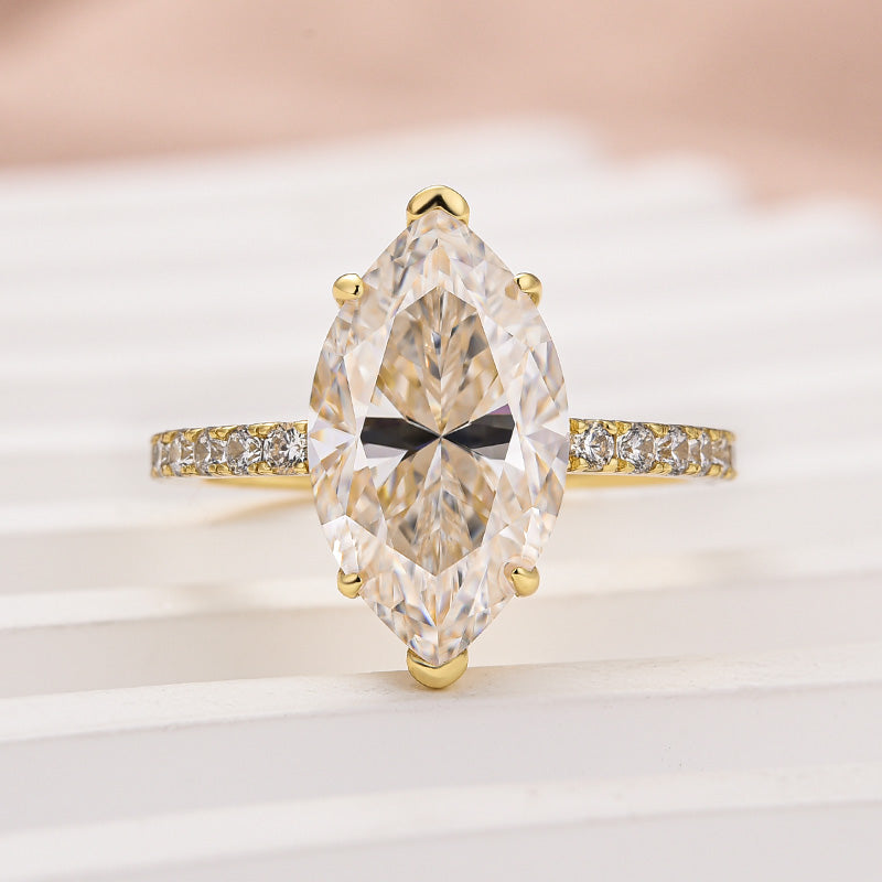 Ahabobo Moissanite 4.0 Ct Marquise Cut Engagement Ring For Women