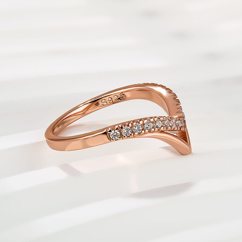 Classic Rose Gold Curved Wedding Band In Sterling Silver