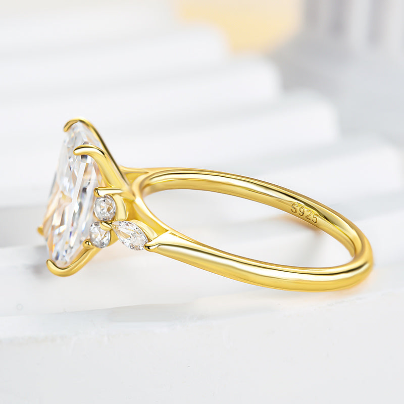 Precious Yellow Gold Crushed Ice Radiant Cut Engagement Ring