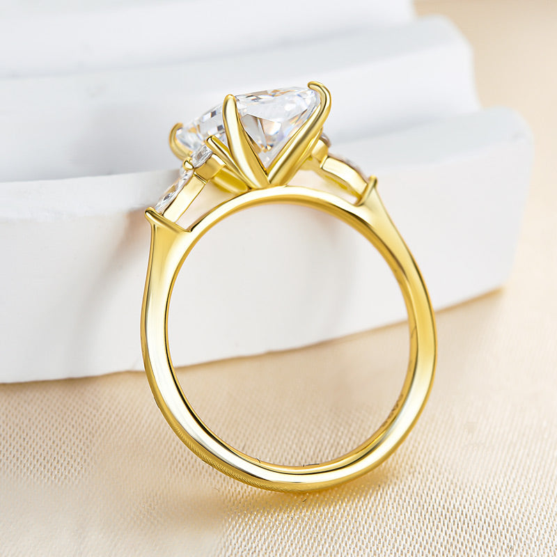 Precious Yellow Gold Crushed Ice Radiant Cut Engagement Ring