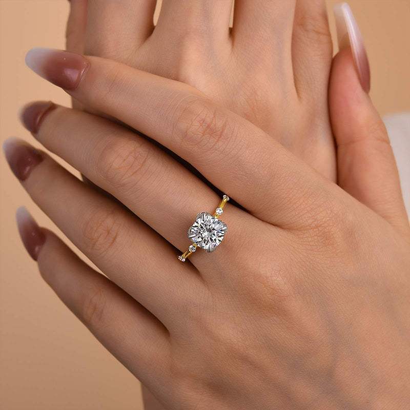 Ahabobo Precious Two-Tone Round Cut Engagement Ring