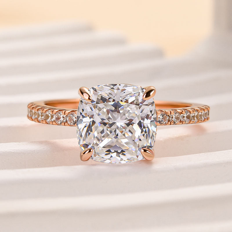 Ahabobo Classic 3.0Ct Cushion Cut Engagement Ring In Sterling Silver