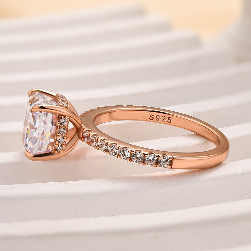 Ahabobo Classic 3.0Ct Cushion Cut Engagement Ring In Sterling Silver