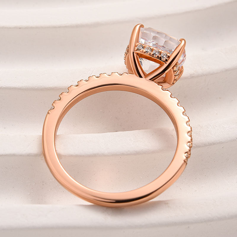 Ahabobo Classic 3.0Ct Cushion Cut Engagement Ring In Sterling Silver