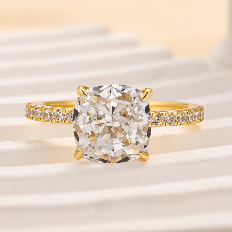 Ahabobo Classic 3.0Ct Cushion Cut Engagement Ring In Sterling Silver