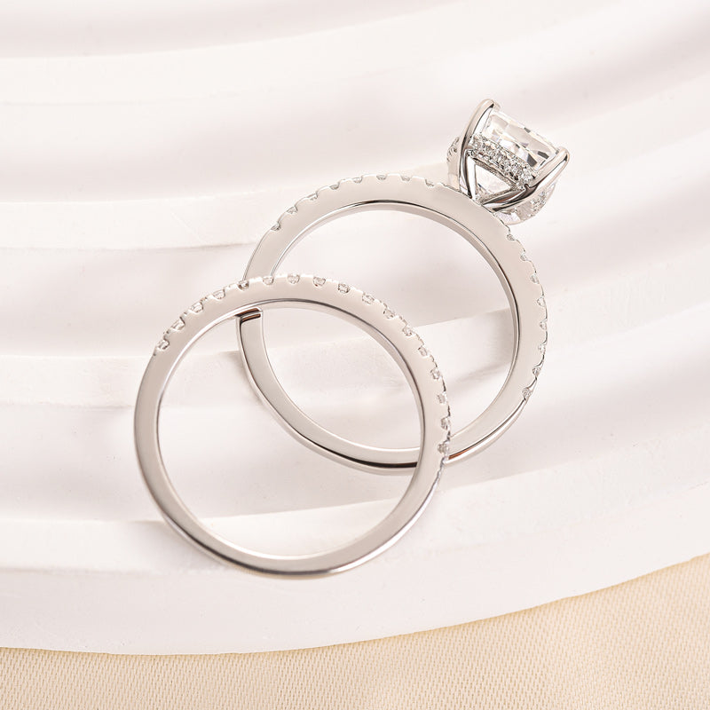 Excellent Cushion Cut Wedding Ring Set For Women In Sterling Silver