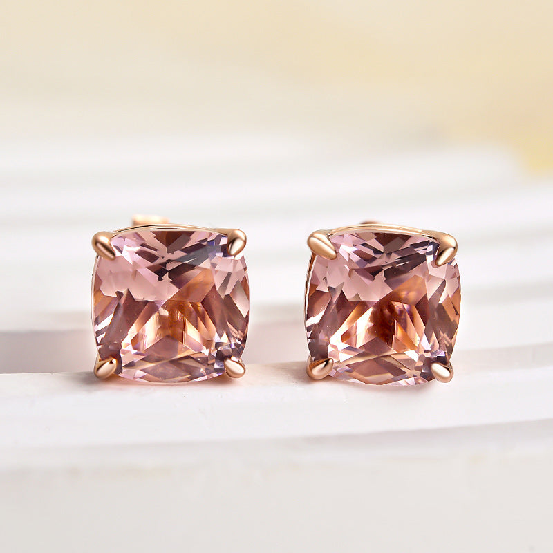 Special Morganite Pink Cushion Cut 2PC Jewelry Set