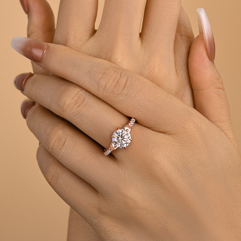 Maxine Moissanite Bow Base Design 2.0 Carat Round Cut Engagement Ring
