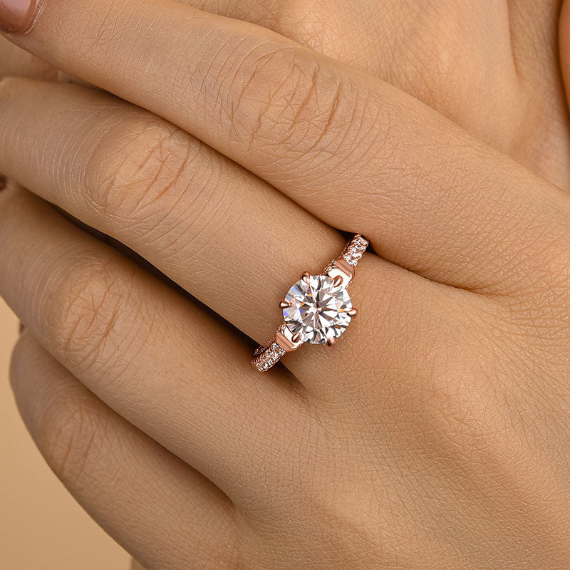 Maxine Moissanite Bow Base Design 2.0 Carat Round Cut Engagement Ring