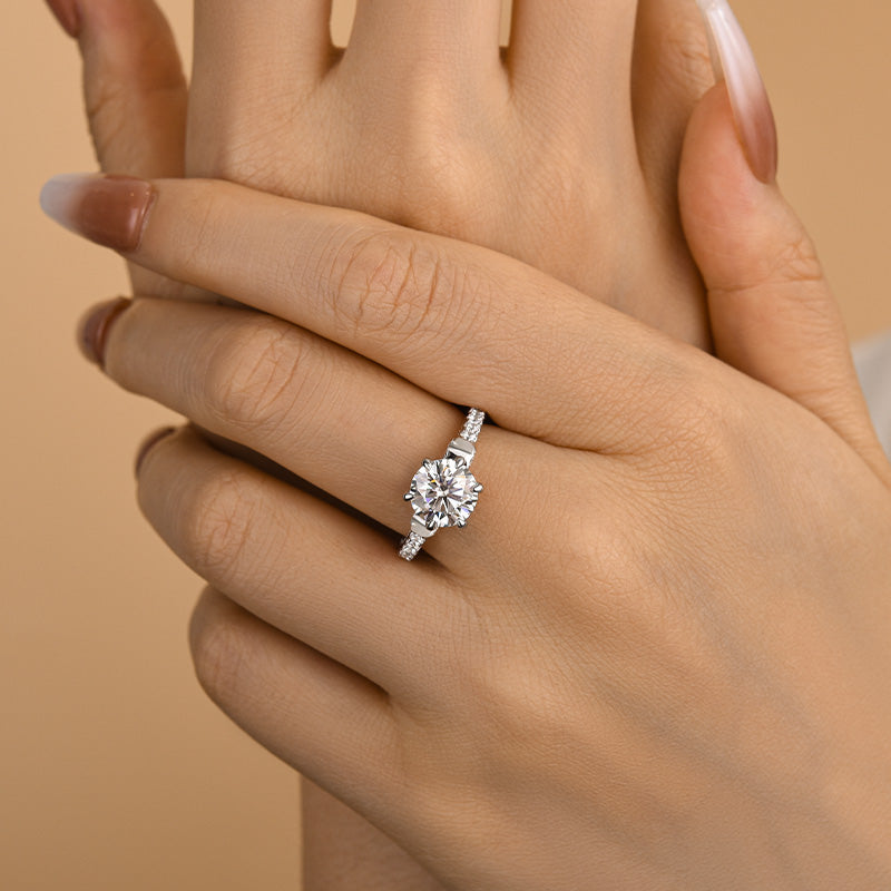 Maxine Moissanite Bow Base Design 2.0 Carat Round Cut Engagement Ring