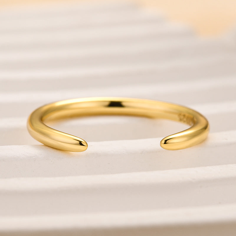 Ahabobo Classic Yellow Gold Open Wedding Band In Sterling Silver