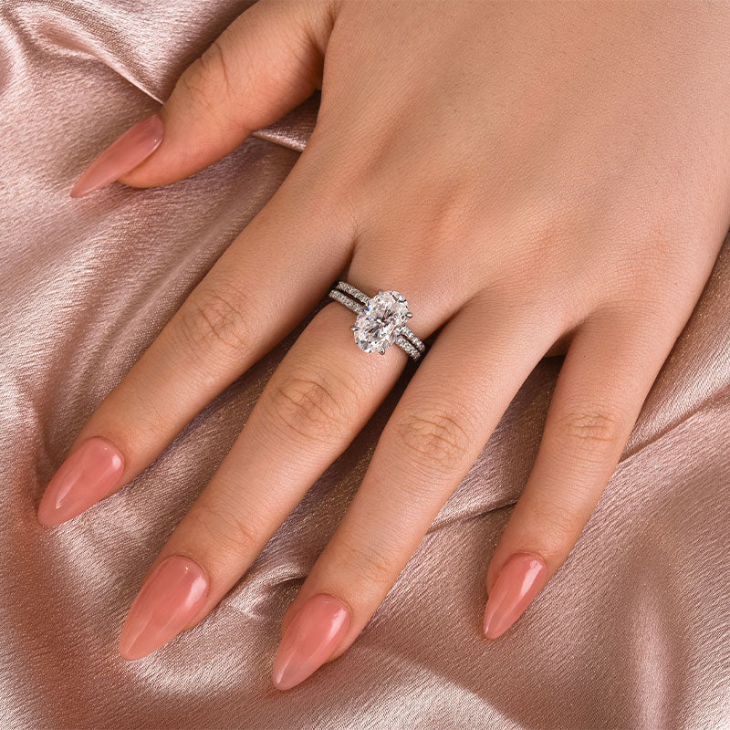 Ahabobo Moissanite 4.0 Ct Oval Cut Wedding Ring Set For Women