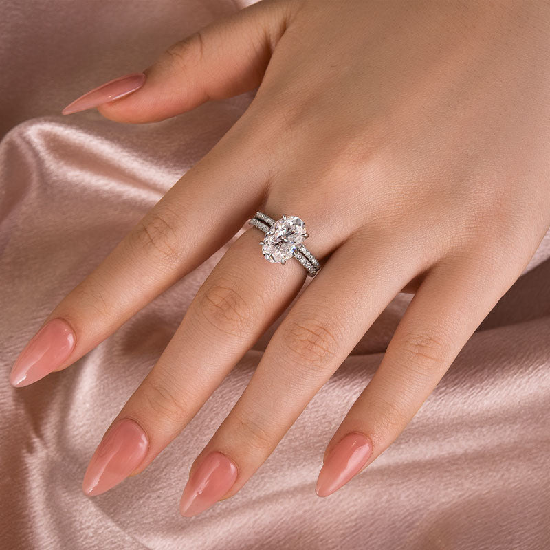 Ahabobo Moissanite 4.0 Ct Oval Cut Wedding Ring Set For Women