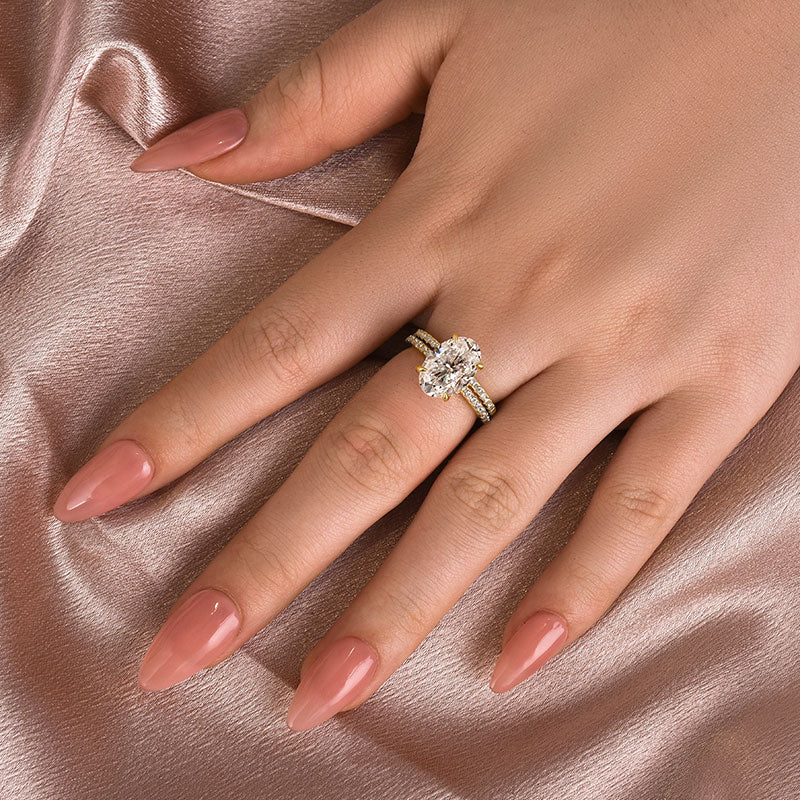 Ahabobo Moissanite 4.0 Ct Oval Cut Wedding Ring Set For Women