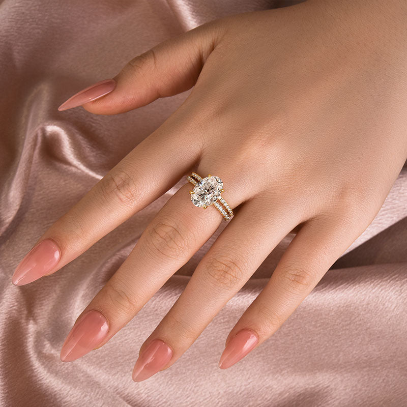 Ahabobo Moissanite 4.0 Ct Oval Cut Wedding Ring Set For Women