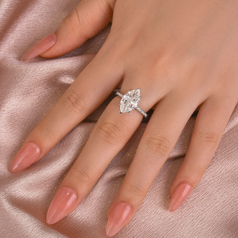 Ahabobo Moissanite 4.0 Ct Marquise Cut Engagement Ring For Women